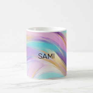 Abstrakt Rosa Lilac Turcos Guld Kaffemugg