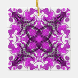 Abstrakt rosa mandala, psychedelic butterfly swirl julgransprydnad keramik