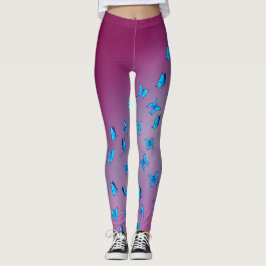 Abstrakt Rosa Måne och fjärilar Leggings