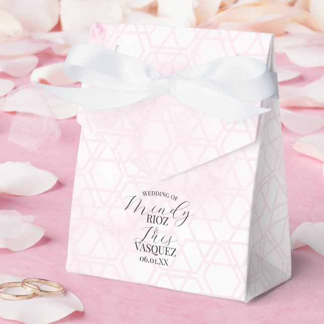 Abstrakt rosa marmor vigselmanus skrift svart presentaskar (Bröllop)