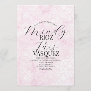 Abstrakt rosa marmor vigselmanus svart inbjudningar