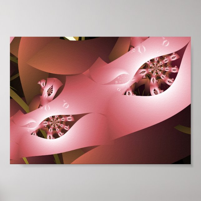 Abstrakt Rosa Maskeradmask Fraktal Konst Poster (Framsidan)