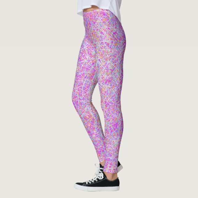 Abstrakt Rosa Mönster färgpunktsintervall Leggings (Vänster)