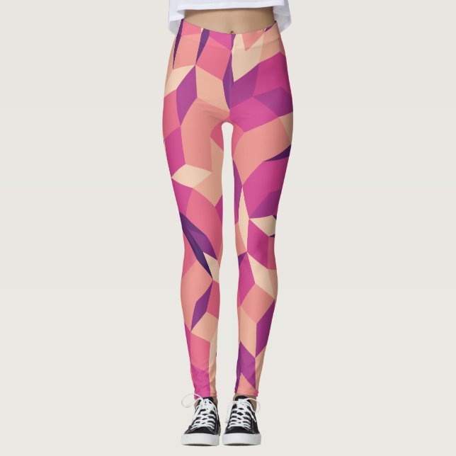 Abstrakt Rosa Mönster Leggings (Framsida)