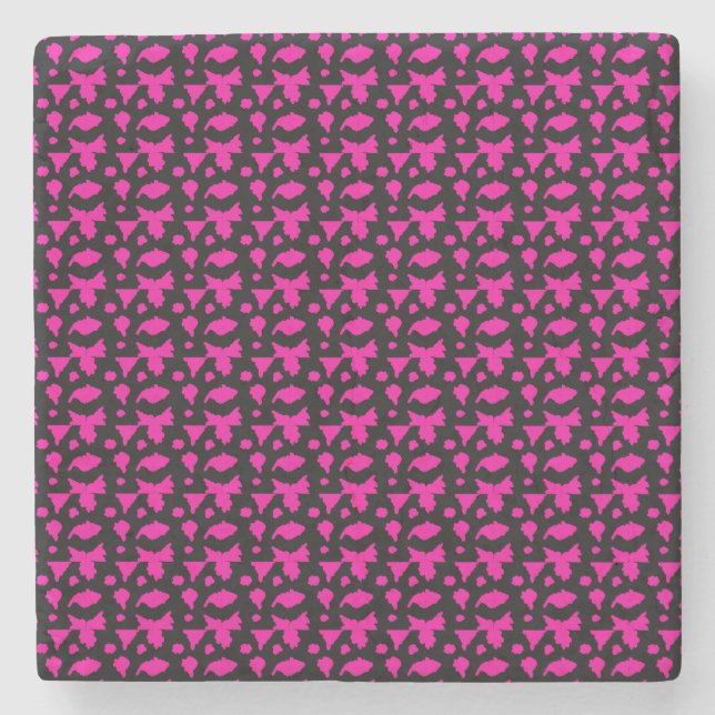 Abstrakt Rosa Mönster Stenunderlägg (Framsidan)