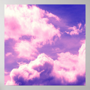 Abstrakt Rosa Nebula Clouds Mönster Poster