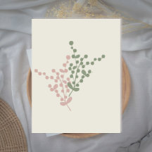 Abstrakt Rosa och Gröna Bär konst gratulationskort