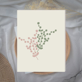 Abstrakt Rosa och Gröna Bär konst gratulationskort Tack Kort