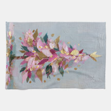 Abstrakt rosa och guld impasto julgran