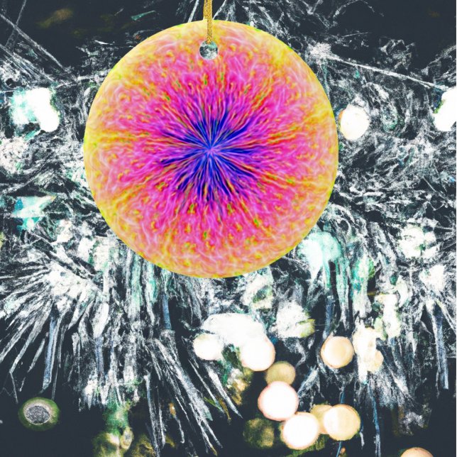 Abstrakt - Rosa och Orange Julgransprydnad Keramik (Skapare uppladdad)