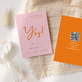 Abstrakt rosa och orange roligt färg Bröllop OSA Kort
