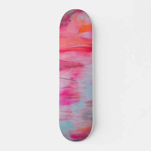 Abstrakt Rosa Orange och Vit Skateboard (Framsida)