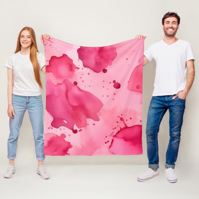 Abstrakt Rosa på Rosa Fleecefilt (På plats)