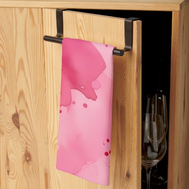 Abstrakt Rosa på Rosa Kökshandduk (Thirds Fold)