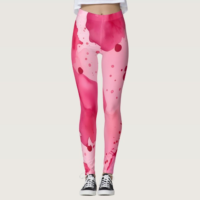 Abstrakt Rosa på Rosa Leggings (Framsida)