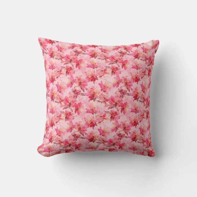 Abstrakt rosa peon kudde (Framsida)