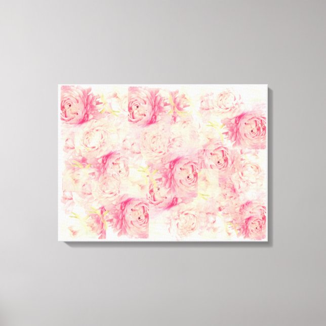 Abstrakt Rosa Peonies Three Panel Canvas Art (Framsida)