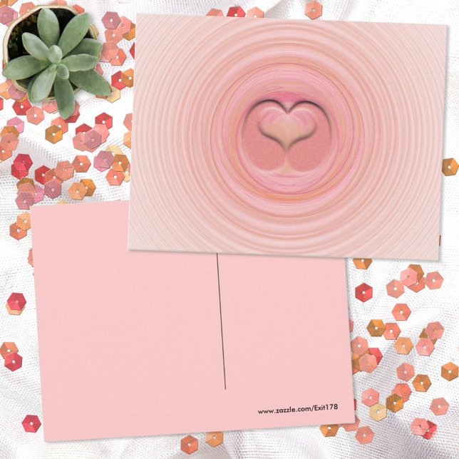 Abstrakt Rosa Persika Spiral Hjärtfront Tom Baksid Vykort (Skapare uppladdad)