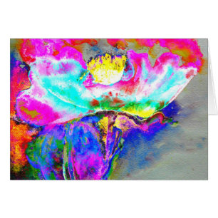 Abstrakt Rosa Poppy, vattenfärgsmålning blommigt Hälsningskort