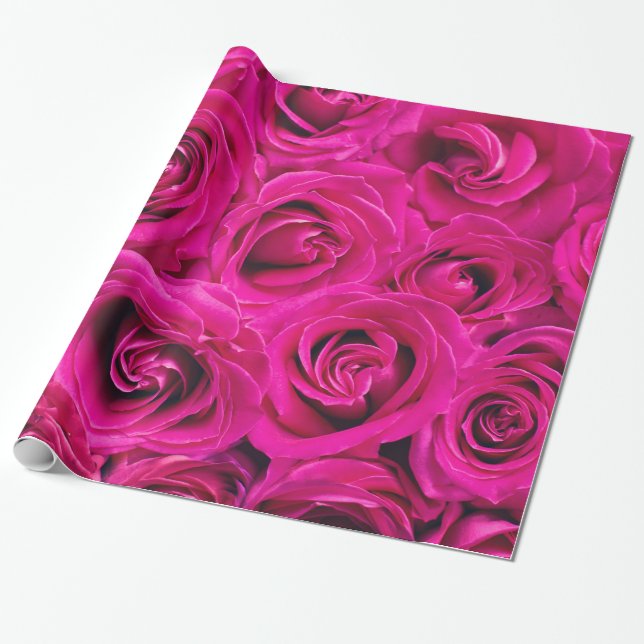 Abstrakt Rosa ros Garden Elegant Blommigt Presentpapper (Utrullad)