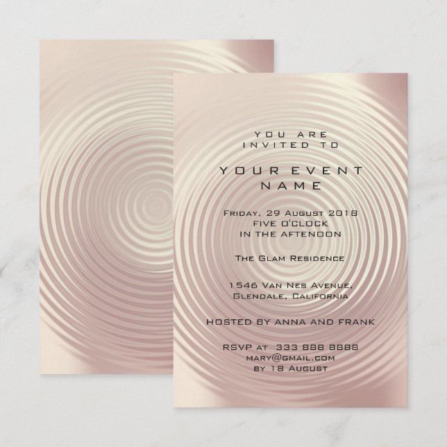 Abstrakt Rosa ros Metallic Ro Circle Forcle Forme Inbjudningar (Fram/baksida)