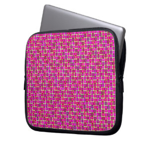 Abstrakt Rosa Squares Mönster Laptop Fodral