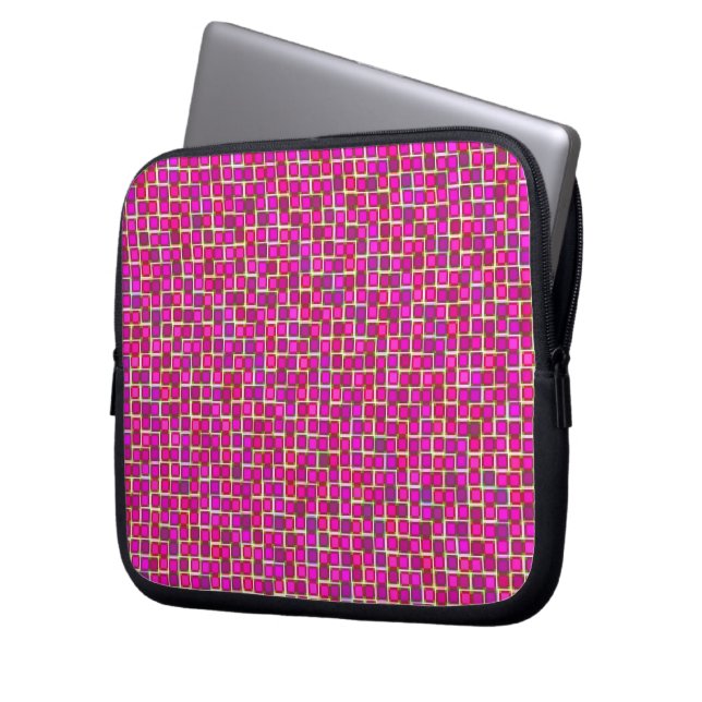 Abstrakt Rosa Squares Mönster Laptop Fodral (Framsidan Vänster)