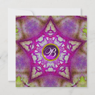 ABSTRAKT ROSA STJÄRNA LILA AMETYST MONOGRAM INBJUDNINGAR