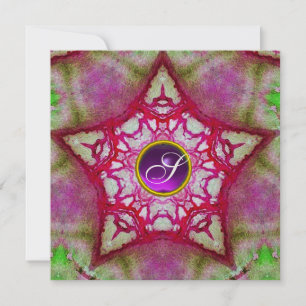 ABSTRAKT ROSA STJÄRNA LILA AMETYST MONOGRAM INBJUDNINGAR