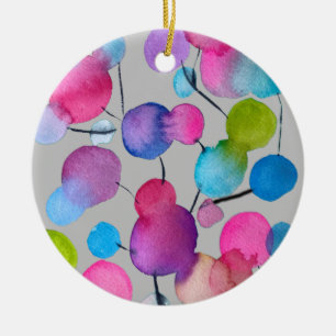Abstrakt rosa Summer Träd art Julgransprydnad Keramik