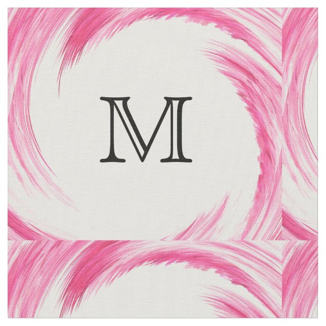Abstrakt Rosa Swirl Monogram Tyg (Närbild)