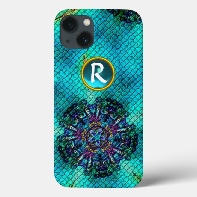 ABSTRAKT ROSA TEAL BLUE MOSAIC STAR GEM MONOGRAM (Baksida)