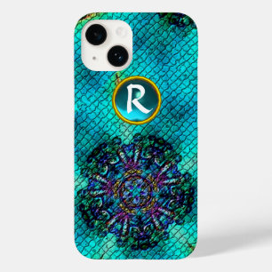 ABSTRAKT ROSA TEAL BLUE MOSAIC STAR GEM MONOGRAM