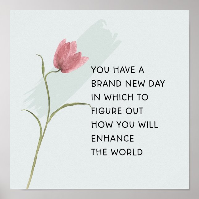 Abstrakt Rosa Tulip on Aqua Motivational Quote Poster (Framsidan)