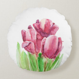 Abstrakt rosa tulpankudde för glad påsk rund kudde