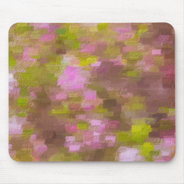 Abstrakt Rosa Vårtema Musmatta (Framsidan)
