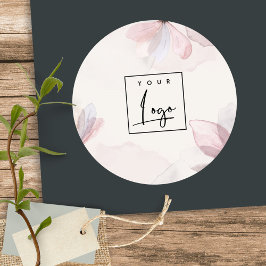 Abstrakt Rosa Vattenfärg Blommig Företagslogga Runt Klistermärke