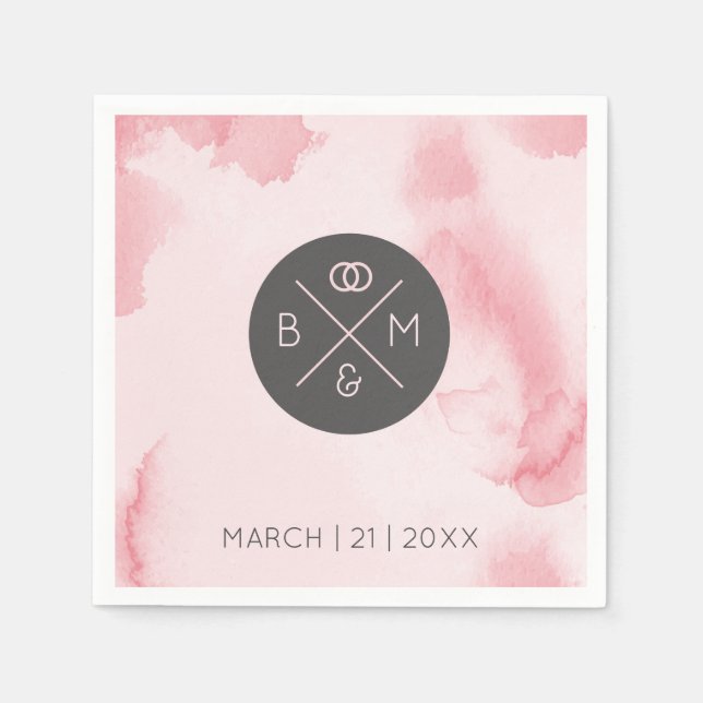 Abstrakt Rosa Vattenfärg | Napkins Pappersservett (Framsidan)