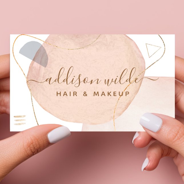 Abstrakt Rosa Vattenfärgformer Modernt Visitkort (Skapare uppladdad)