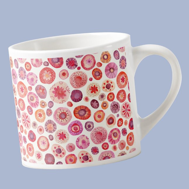 Abstrakt Rosa VattenfärgsBlommönster Espressomugg (Fun abstract modern floral  espresso cup)