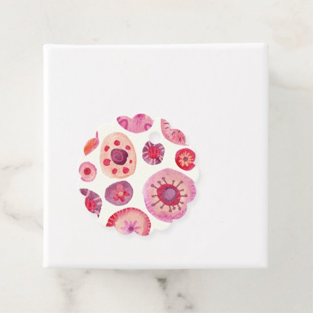 Abstrakt Rosa VattenfärgsBlommönster Gåvor Etiketter (På plats)