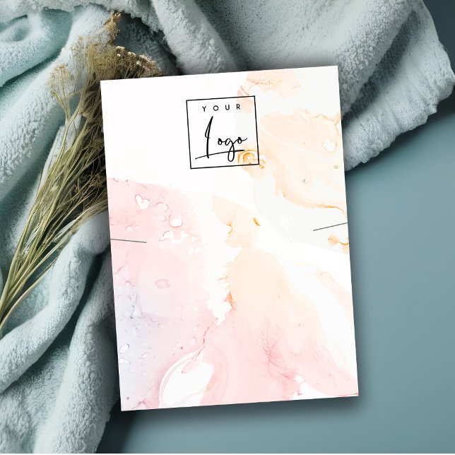 Abstrakt Rosa VattenfärgsNecklace Logotyp Visning Visitkort (Skapare uppladdad)