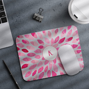 Abstrakt rosa vattenfärgspenseldrag monogram musmatta