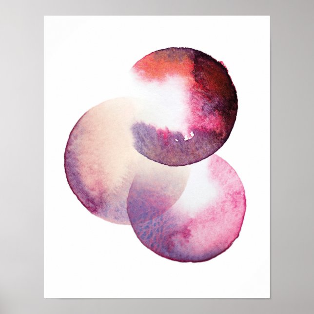 Abstrakt Rosa Venncirklar vattenfärg poster utskri (Framsidan)