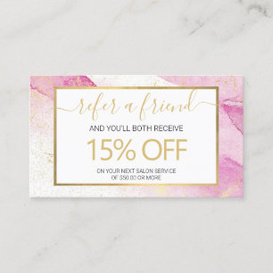 Abstrakt Rosa Watercolor Faux Guld Dust Referral Visitkort