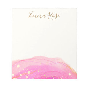 Abstrakt Rosa Watercolor Guld Splatter-Antecknings Anteckningsblock