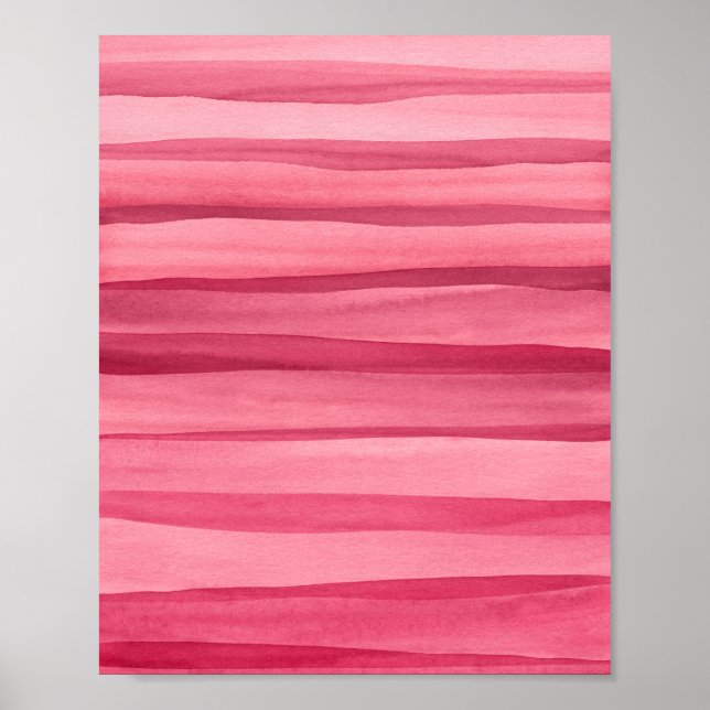 Abstrakt Rosa Watercolor Linjer Poster (Framsidan)