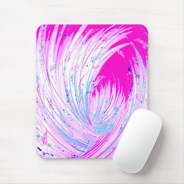 Abstrakt Rosa White Enchanted Garden Musmatta (Med mus)