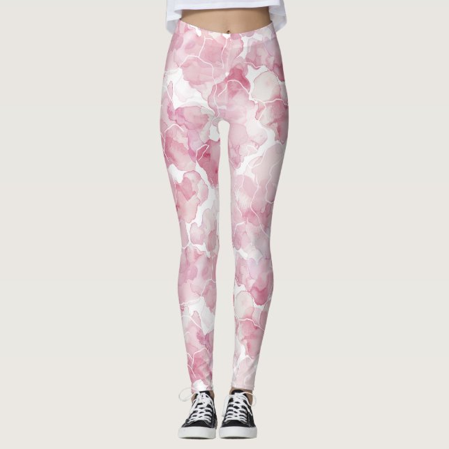 Abstrakt Rosa White Leggings (Framsida)