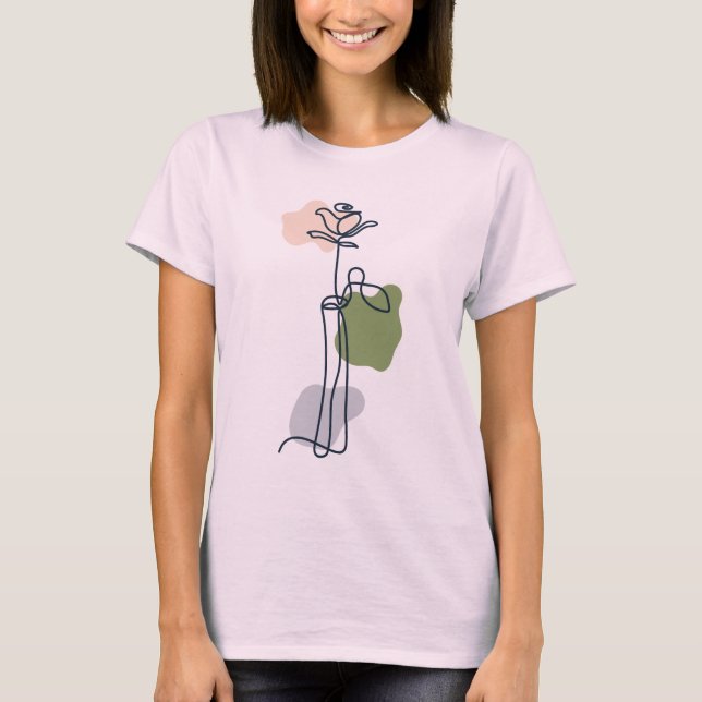 Abstrakt rosblomma t shirt (Framsida)